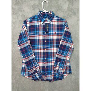 Polo Ralph Lauren Shirt Mens Medium Blue Plaid Flannel Classic Fit Button Up
